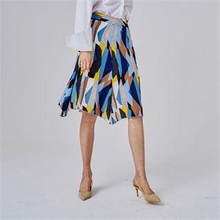 Handkerchief-hem Patterned Skirt