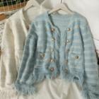 Eyelet Fringed-edge Cardigan