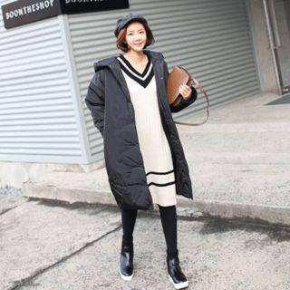 Hooded Snap-button Padded Coat