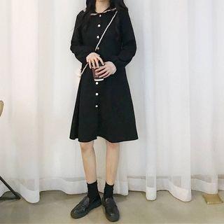 Long-sleeve Collared Buttoned Dress