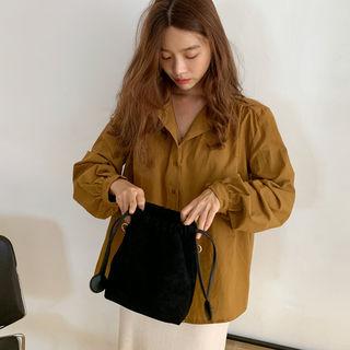 Drawcord Faux-suede Bucket Bag