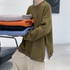 Long-sleeve Plain Zipped Sweatshirt