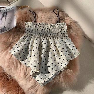 Dotted Shirred Camisole Top