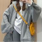 Oversized Zip-up Hoodie Gray - One Size