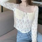 Long-sleeve Lace Zipped Top