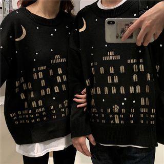 Couple Matching Pattern Sweatshirt Black - One Size