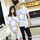 Star Printed T-shirt / Fringed Shift Dress