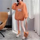 Turtleneck Lettering Half-zip Fleece Sweatshirt