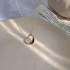 925 Sterling Silver Irregular Hoop Pendant Necklace Gold - One Size