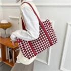 Houndstooth Print Plaid Canvas Tote Bag