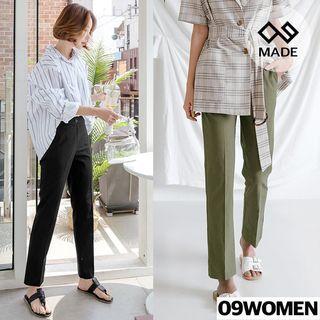 Plus Size Linen Blend Straight-cut Pants