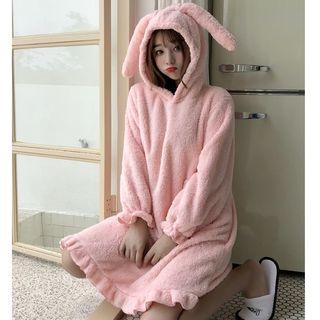 Rabbit Ear Hooded Fleece Sleep Dress