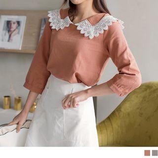 Lace Trim Collar Top