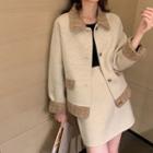 Collared Single-breasted Jacket / Mini A-line Skirt