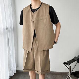Asymmetrical Button-up Vest / Shorts / Set