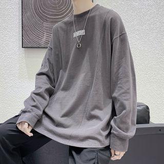 Printed Long-sleeve Oversize Top