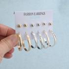 Set Of 6: Earring Set Of 6 Pairs - Gold - One Size