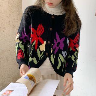 Jacquard Knit Cardigan As Shown In Figure - One Size