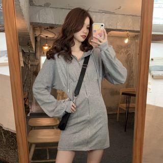 Long-sleeve Zipped Hooded Dress