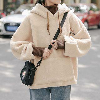 Mock Two-piece Faux-shearling Hoodie