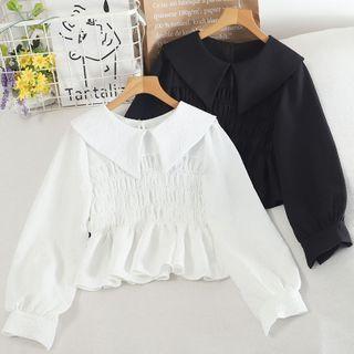 Collared Shirred Blouse