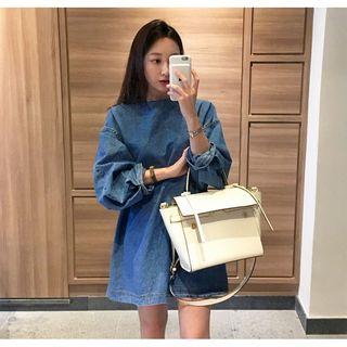 Plain Denim Long-sleeve Dress