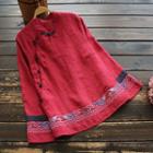Embroidered Chinese Knot Button Blouse