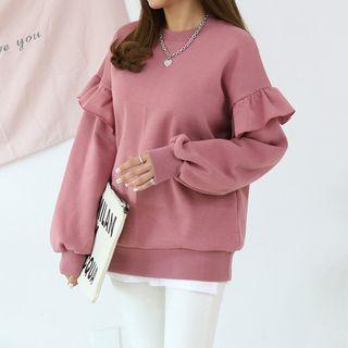 Frilled Puff-sleeve Sweatshirt