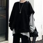 Plain Long-sleeve T-shirt / Asymmetric Pullover