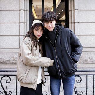 Couple Detachable-hood Bomber Jacket