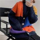 Color Block Oversize Knit Sweater Jacket