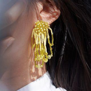 Beaded Alloy Stud Earrings / Clip-on Earrings
