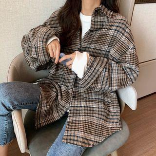 Loose-fit Checker Shirt Jacket