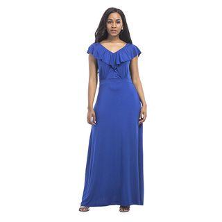 Short-sleeve Ruffle Trim Maxi Dress