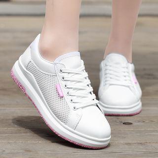 Embroidered Mesh Lace-up Sneakers