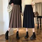 Plain Cropped Pleated Midi Skirt