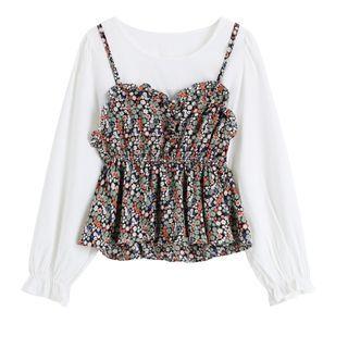 Mock Two Piece Floral Long-sleeve Blouse