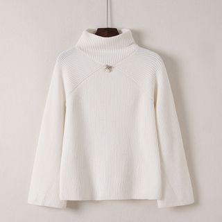 Mock-turtleneck Slim Knittedsweater