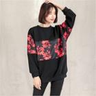 Floral-panel Loose-fit Pullover