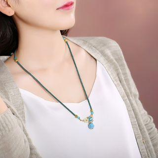Retro Bead & Flower Pendant Necklace As Shown In Figure - One Size