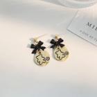 Bow Bear Alloy Dangle Earring 1 Pair - 925 Silver - Black & Gold - One Size