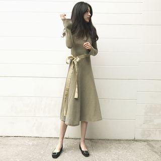 Tie-waist A-line Midi Dress