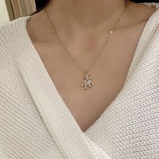 Rhinestone Unicorn Pendant Necklace Gold - One Size