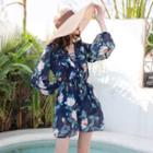 Set: Floral Print Bikini + Cover Up Playsuit