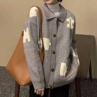 Collared Jigsaw Puzzle Cardigan