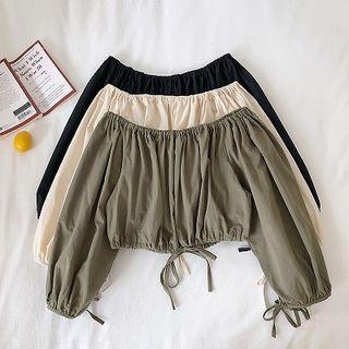 Off-shoulder Drawcord Lace-up Blouse