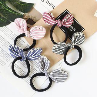 Faux Pearl Striped Bow Hair Tie