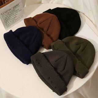 Plain Ripped Knit Melon Hat