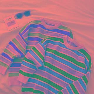 Round Neck Color Block Striped Sweater