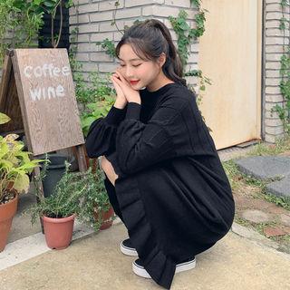 Bishop-sleeve Ruffled Knit Dress